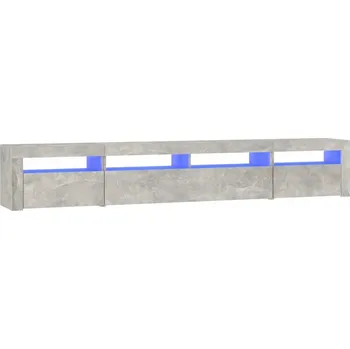Televizní stolek TV stolek LED RGB dřevo 240x35x40 šedý beton