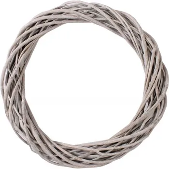 Vánoční dekorace Věnec proutěný šedý 45 cm