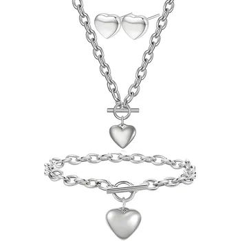 Souprava šperků IZMAEL Set Simple Heart Stříbrná KP34205