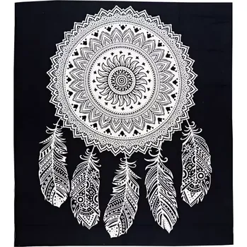 Přehoz na lůžko Přehoz na postel indický Lapač snů černobílý 220 x 210 cm
