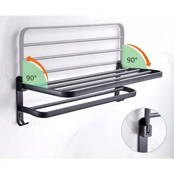 Věšák ČERNÝ NÁSTĚNNÝ VĚŠÁK NA RUČNÍKY DO KOUPELNY LOFT