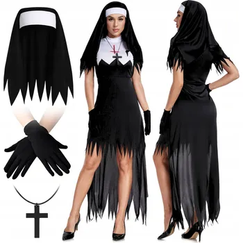 Karnevalový kostým KOSTÝM JEPTIŠKY ŘÁDOVÁ SESTRA KOSTÝM KORNET NÁHRDELNÍK RUKAVICE SET