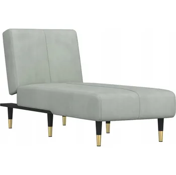 Pohovka Lenoška rozkládací sametový světle šedý 55x140x70 cm