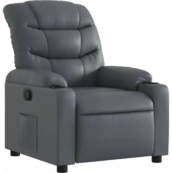 Křeslo Polohovací křeslo z umělé kůže, šedé, 75,5x93x99,5 cm