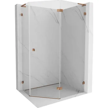 Mexen Lunar L pentagonální sprchový kout s otevíráním doprava 100 x 90 cm, transparentní, růžové zlato - 831L-100P-090L-60-00-P Sprchové kouty