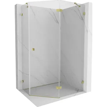 Mexen Lunar pětiúhelníková sprchová kabina pravá, 100 x 80 cm, transparentní, zlatá - 831-100P-080L-50-00-P Sprchové kouty