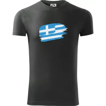 Řecko vlajka - Viper FIT - Pánské zůžené tričko - 3XL ( Tmavá břidlice (šedá se zeleným nádechem) )