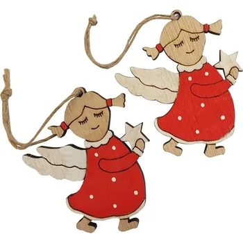 Vánoční dekorace Závěsné andělky červené 2ks/6cm 3001134-1