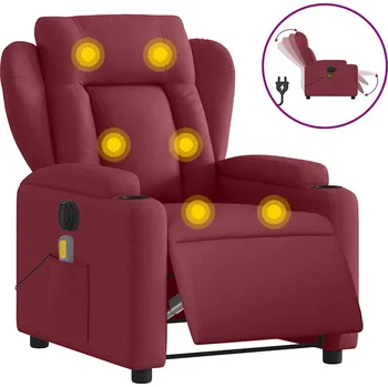 Křeslo Elektrické masážní křeslo, vínově červená, 77x94,5x100 cm