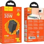 Síťová nabíječka Hoco N56 30W 4×USB + kabel USB-C černá (íťová nabíječka Hoco N56 30W – 2× USB-C + 2× USB-A, QC3.0, PD, s kabelem USB-C – USB-C, černá)