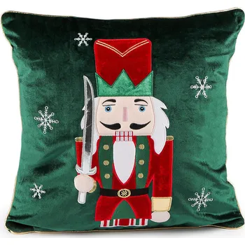 Povlak na polštářek Vánoční sametový povlak na polštář louskáček 43x43 cm, barva 3 zelená tmavá