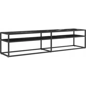 Televizní stolek TV Stolek z Tvrzeného Sklo 180x40x40,5 cm Černý