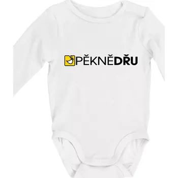 Kojenecký body Pěkně dřu lžíce - Body kojenecké s dlouhým rukávem - Dlouhý r. do 3 měs ( Bílá )