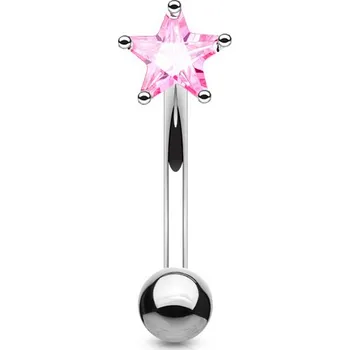 Piercing Šperky4U Piercing do obočí - zirkon, růžová barva - OB1004-P