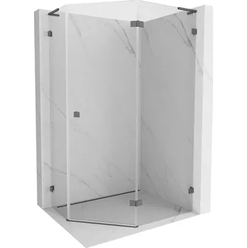 Mexen Lunar L pětiúhelníková sprchová kabina pravá 100x90 cm transparentní, gun gray kartáčovaný - 831L-100P-090L-66-00-P Sprchové kouty
