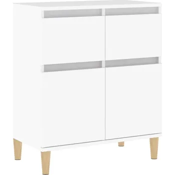 Koupelnový nábytek Bílá boční skříňka s dřevěnými nožičkami 60x35x70 cm