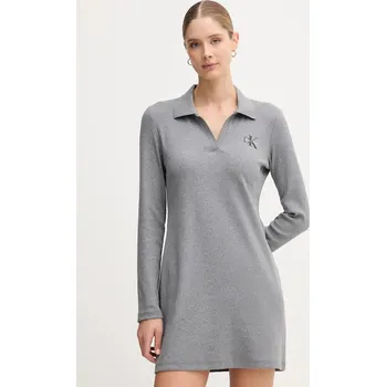 Dámské šaty Šaty Calvin Klein Jeans šedá barva, mini, LV047D214G 09X, vel. S
