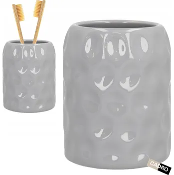 Keramický kelímek na zubní kartáčky šedý - koupelnový organizér