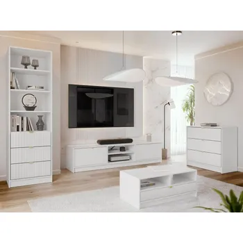 Obývací stěna Sestava do obývacího pokoje Razimo VII, Barva dřeva: Bílý velvet MIRJAN 5903211429101