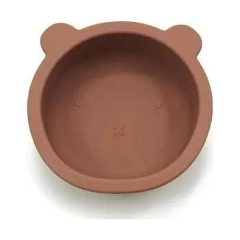 Silikonová miska s přísavkou Medvídek, průměr 12 cm - hnědá