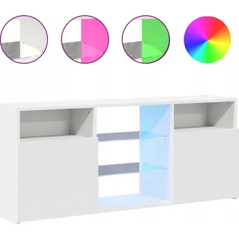 Televizní stolek TV stolek s RGB LED osvětlením, bílý, 120x30x50 cm