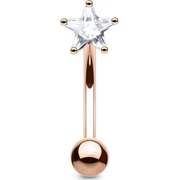 Piercing Šperky4U Zlacený piercing do obočí - zirkon, čirá barva - OB1004-RDC