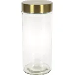 Skleněná dóza se zlatým víkem, objem: 1,2 litru, výška: 220 mm, ø: 100 mm