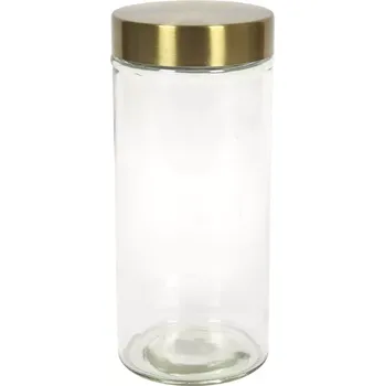 Dóza na potraviny Skleněná dóza se zlatým víkem, objem: 1,2 litru, výška: 220 mm, ø: 100 mm