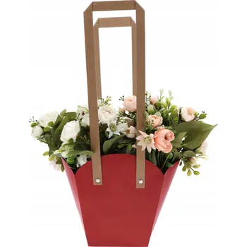 Dárková taška Papírová dárková taška na květiny, ozdobný obal, červená, 46 cm