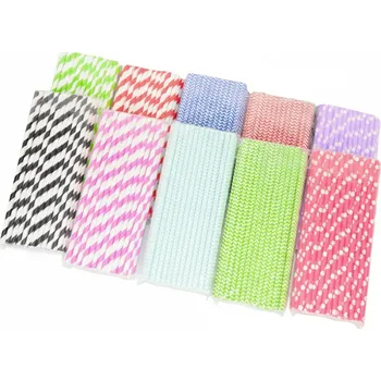 Jednorázové nádobí PROHOME - Slámky papírové 50ks různé barvy