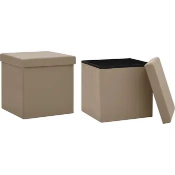 Taburet Stolička s úložným prostorem Skládací 38x38x38 cm Cappuccino