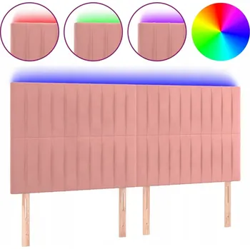 Čelo postele LED sametové růžové 160x118/128 cm