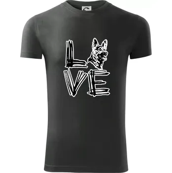 Pánské tričko Německý ovčák love - Viper FIT - Pánské zůžené tričko - M ( Tmavá břidlice (šedá se zeleným nádechem) )