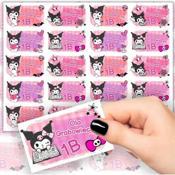 samolepka SAMOLEPKY JMENOVKY NÁLEPKY NA SEŠITY KNÍŽKY KUROMI 20 KS