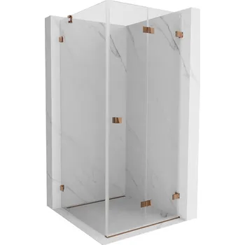 Mexen Lunar-F skládací sprchový kout pravý 100 x 100 cm, transparentní, růžové zlato- 836-100-100-60-00-P Sprchové kouty