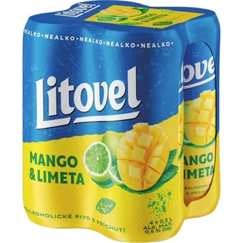 Pivo Litovel Mango a limeta nealko plech (4×0,5 l)