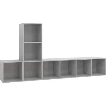 Televizní stolek Závěsná TV skříňka RTV 3 ks. Šedý betonu, dřevotříska, 37x37x37/107/1