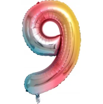 Balónek Fóliový balónek ČÍSLICE 9 Duhový 32 palců (80 cm)