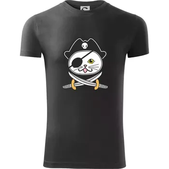 Pánské tričko Kočičí pirát - Viper FIT - Pánské zůžené tričko - M ( Tmavá břidlice (šedá se zeleným nádechem) )