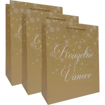Dárková taška 3ks dárkových tašek - Kouzelné Vánoce zlatá S 8610008-1