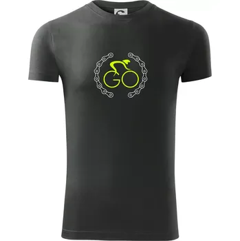 GO cyklista (fluo potisk) - Viper FIT - Pánské zůžené tričko - 3XL ( Tmavá břidlice (šedá se zeleným nádechem) )