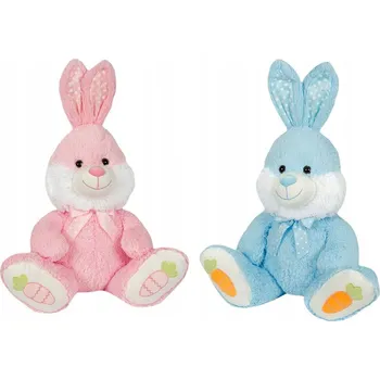 plyšák Plyšový králík sedící modrý/růžový 70 cm