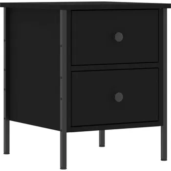 Noční stolek Industriální noční stolek se 2 zásuvkami, černý, 40x42x50 cm