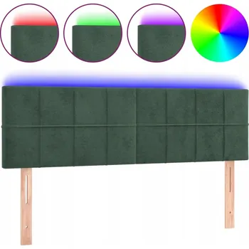 Čelo postele LED samet tmavě zelené 144x78/88 cm