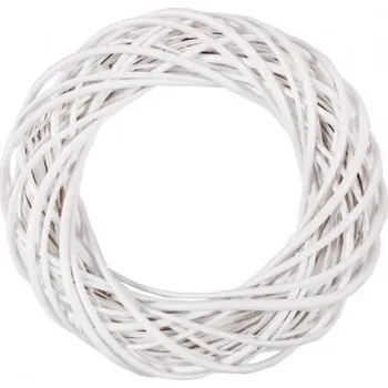 Vánoční dekorace Věnec proutěný bílý 45 cm