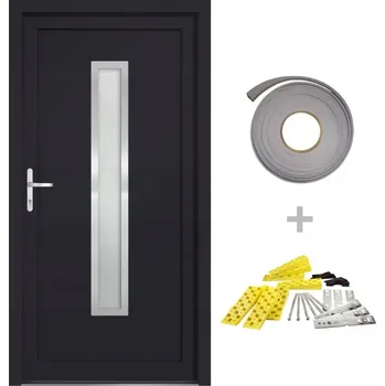 Vchodové dveře Vchodové dveře PVC antracit 108x208cm, 5bodový zámek, 3D panty