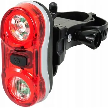 Cyklosvítilna Zadní světlo na kolo 2 LED 0,5W + baterie 2xAAA, montáž na sedlovku