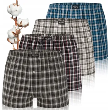 Boxerky Pánské trenýrky boxerky volného střihu bavlněné sada 4 ks kostkované *XXL