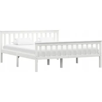 Postel Dřevěná manželská postel 160x200 bílá