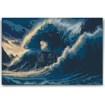 Malování podle čísel - Tsunami Velikost: 40x60cm, Rámování: Pouze srolované plátno